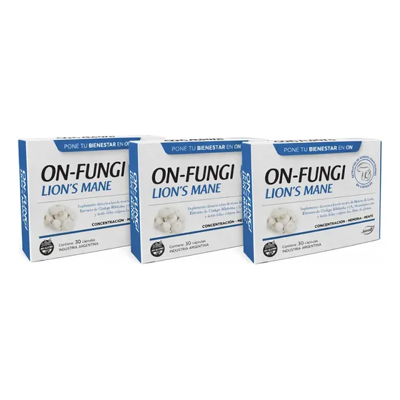 Pack X3 On Fungi Melena De Leon Ginkgo Biloba B12 X 30 Caps Sin Sabor