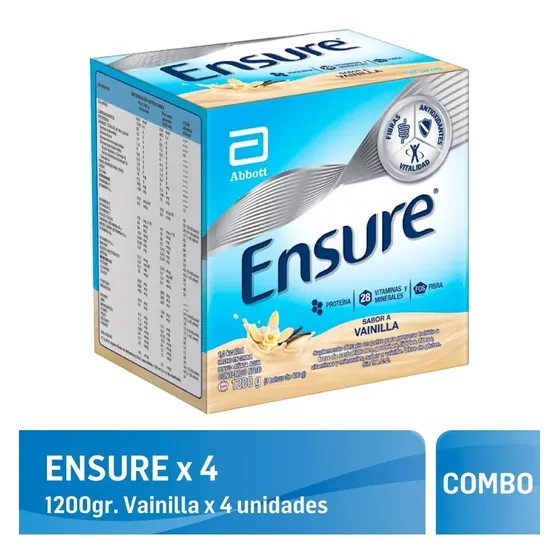 Combo Ensure Polvo Multivitaminic Vainilla Abbott 4 X 1200gr