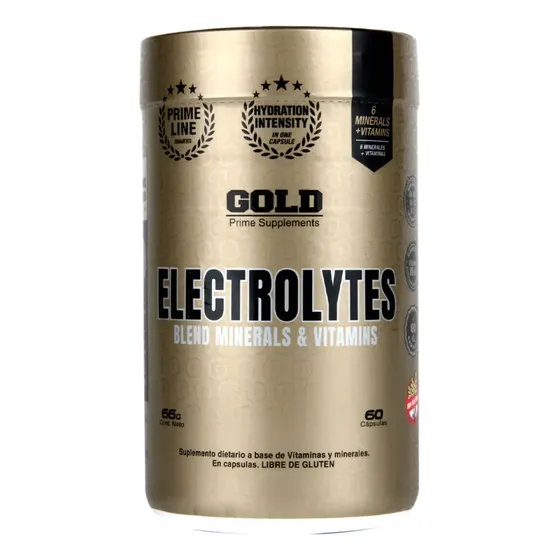 Electrolytes 60 Cap Sales + Minerales + Vit Gold Nutrition® Sin Sabor