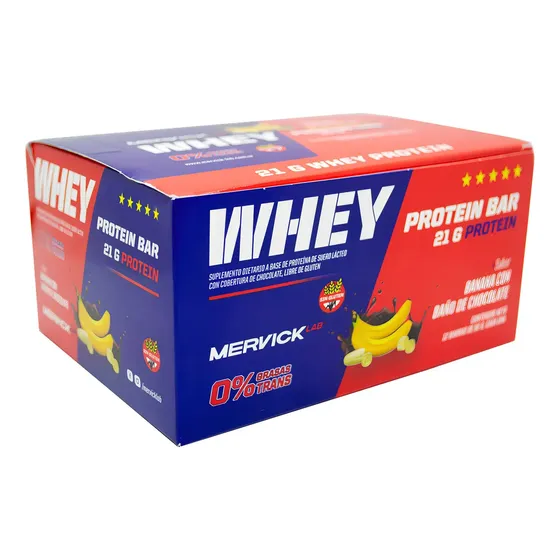 Mervick Protein Bar X12 65g C/u Sabor Banana Con Chocolate