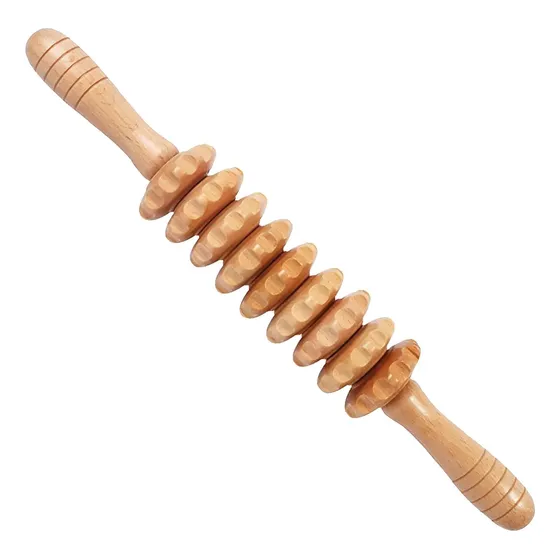 Masajeador Hammer 9 Rodillos Anti Estres Cervical Madera