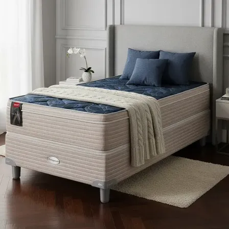 Sommier Y Colchón 1 1/2 Plaza Springwall Mcb 115 90x190 Color Beige
