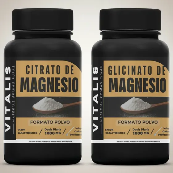 Kit Citrato + Glicinato De Magnesio Polvo 2x 100gr Vitalis