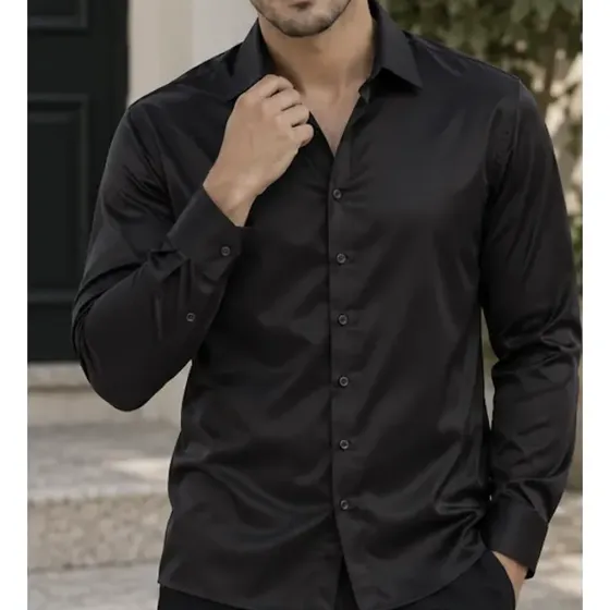 Camisa Seda Antiarrugas Hombre M/larga Customs Ba