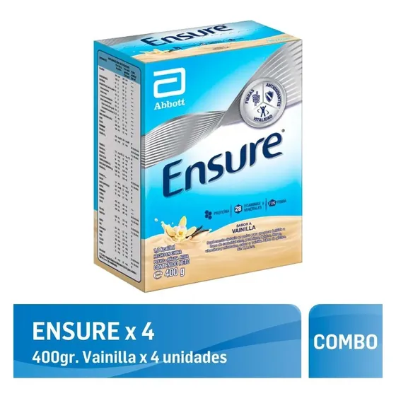Combo Ensure Polvo Multivitaminico Vainilla Abbott 4 X 400gr