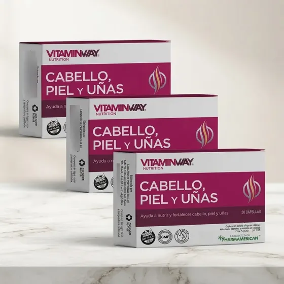Cabello, Piel Y Uñas X30 Caps  Vitaminway X 3 Cajas