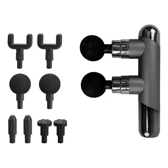 Masajeador Muscular Portátil Recargable De Doble Cabeza Negro