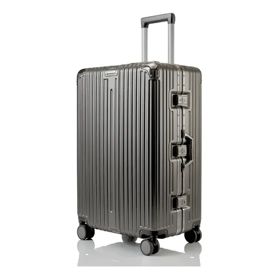 Valija Aumax Allumia Marco Aluminio Grande 105l Triple Tsa Gris Oscuro Lisa