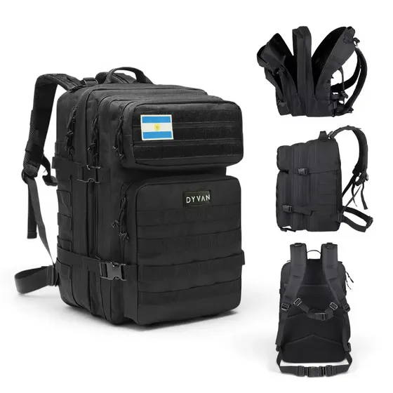 Mochila Tactica Dyvan 45l Impermeable 900d Notebook Oxford Viaje Negro