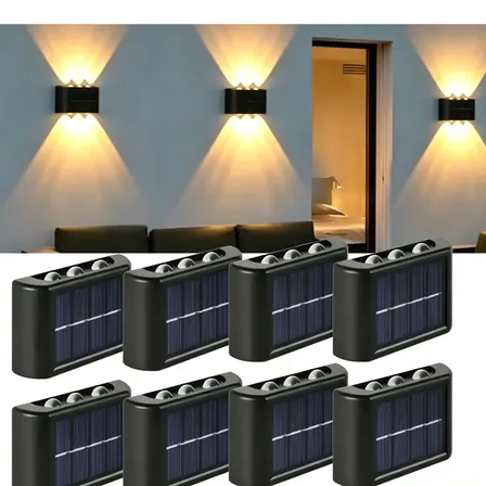 Pack 8 Luces Solares Pared Exterior Led Jardín Black-8pcs