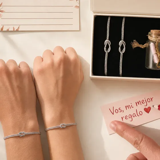 Regalo Pareja, Novia, Novio, Pulsera Nudo Y Frasco De Deseos