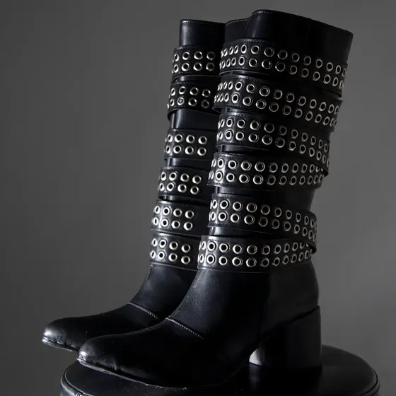 Borcegos Mujer Botas Plataforma Negros Comodos Dark Moda