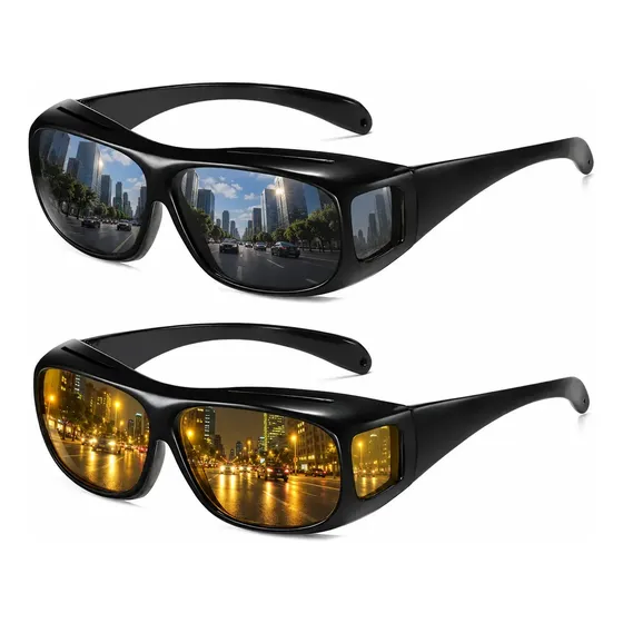 Anteojos Amarillos y Negro Kyar para Manejar Lentes Visión Hd Gafas Anti Encandilantes X2