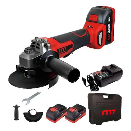 Amoladora Angular 115mm 18v Mighty Seven 2 Bat + Maletin