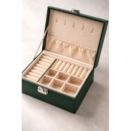 Estuche Organizador De Joyas Dehuka Anillos Y Bijouterie Color Verde