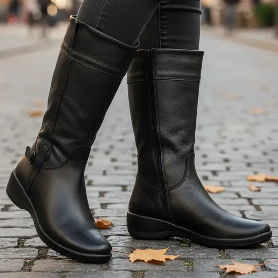 Bota Mujer Cuero Botita Zapato Alto Confort Clasico Briganti