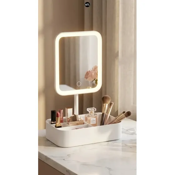 Joyero Espejo Mtl Estuche Organizador Joyas Portatil Compartimentos Multiples Anillos Collares Aros Pulseras Caja Compacta Viaje Hogar Diseño Minimalista Blanco Cierre Seguro