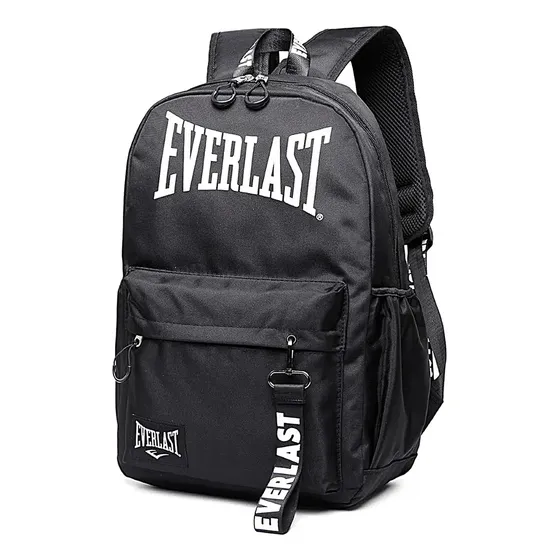 Mochila Everlast Deportiva Urbana Bolsillo Antirobo Diaria Color Negro Diseño de la tela Liso
