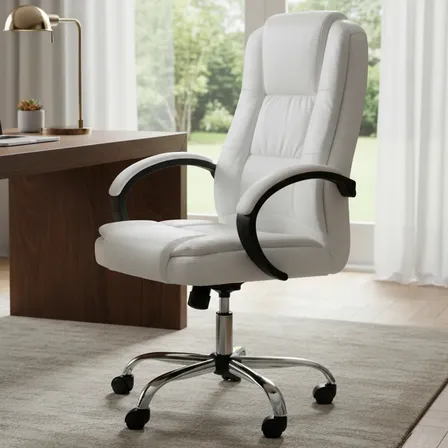Sillon Ejecutivo Oficina Escritorio Premium Silla Gerencial Color Blanco Material del tapizado Cuero sintético