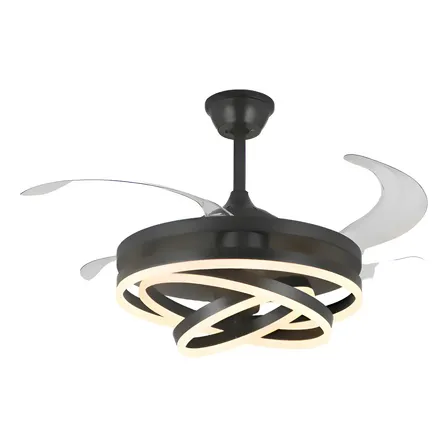 Ventilador De Techo Retractil Luz Led - Star Trak 1.21 M Negro Transparente Acrílico 4