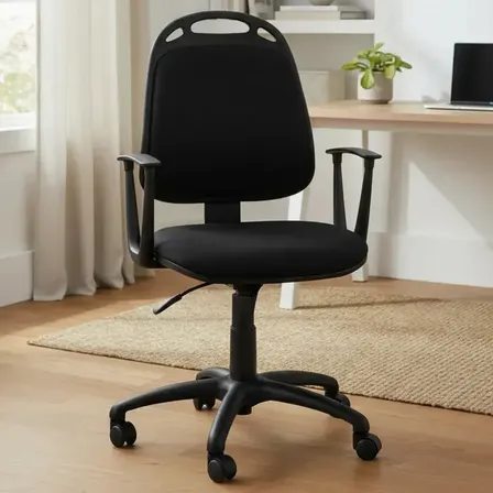 Silla De Escritorio Ergonómica Neumática para Trabajo Home Office Con Ruedas Giratoria Tela Marathon negro Sillas de Outlet Diva Apoyabrazos