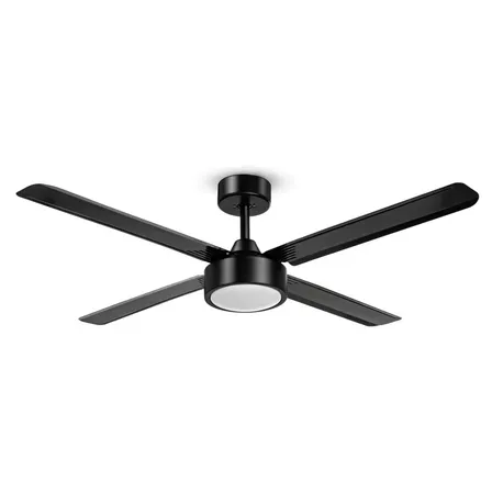 Ventilador De Techo Ventiservice Palas Metalicas 52'' | 132 Cm Negro con Control Remoto | Luz LED Plafon | Modelo Varenza | Línea Ventihome