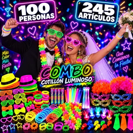 Combo Casamiento Cotillón Luminoso 245 Art. 100/120 Personas