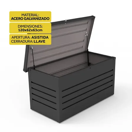Depósito De Jardín Galpon Exterior Mueble Armado Armario Bajo Guardado Trent 120x63x62 Acero Balcón Terraza Herramientas Impermeable Gris Oscuro