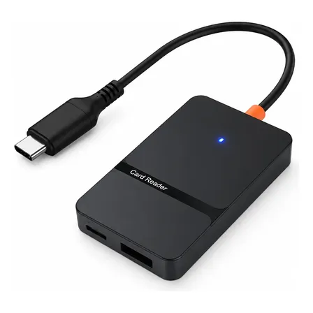 Adaptador Lector Memory Pro Duo 7 E 1 Sd Tf Ms Cf Usb Tipo C Negro