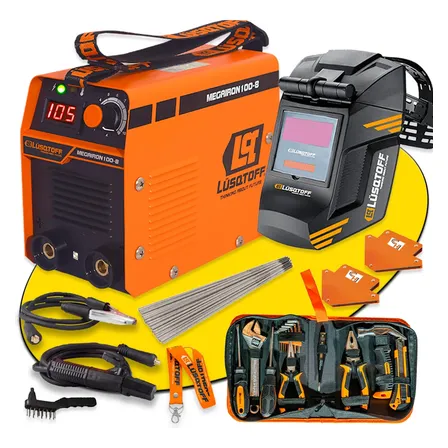 Soldadora Inverter 105a Lusqtoff Mascara + Set Herramientas Naranja