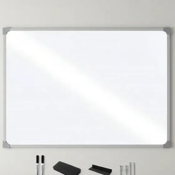 Pizarra Blanca 80x120 Borde Metal Reforzada + 2 Marcadores Plateado