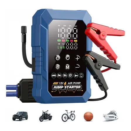 Arrancador Portátil De Batería 12v Para Auto Con Compresor De Aire Y Pantalla Digital
