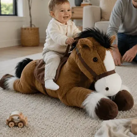 Caballo Gigante Realista Con Montura Con Sonido 80 Cm