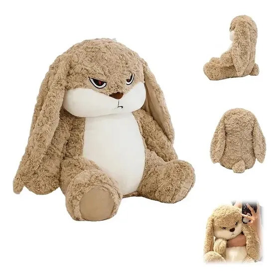 Peluche Conejo Gruñón Enojado Con Orejas Largas Suave 30cm