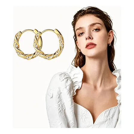 Aros Dorados Con Diamantes Para Mujer Par Regalo Para Mujer