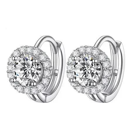 Aros Aretes De Moissanita Plata 925 Para Mujer Plateado