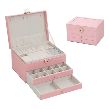 Alhajero Joyero Cajones Caja Organizador Accesorios Anillos Exhibidor Collares Bijouterie Estuche Amplio