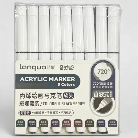Set 9 Marcadores Pintura Acrílica Colores Surtidos Deep Black 9colors