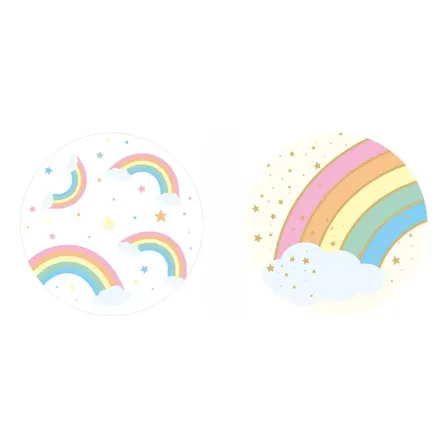 10 Planchas Stickers Arcoiris Autoadhesivos X 12u