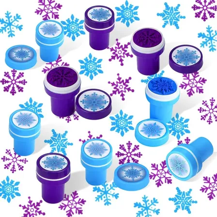 Set 24 Sellos Autoentintables Copos De Nieve Dark Blue, Light Blue