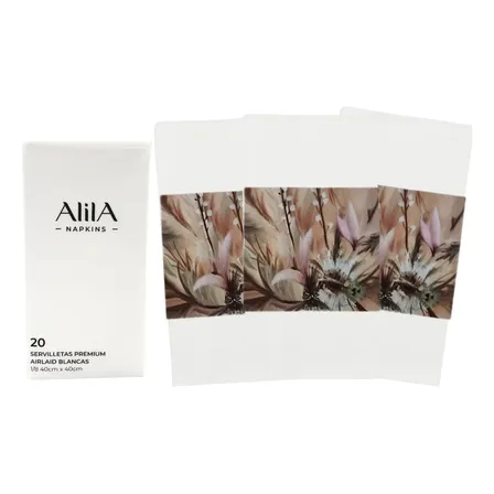 Servilletas Simil Tela Alila Blanca X40un + Regalo Gratis