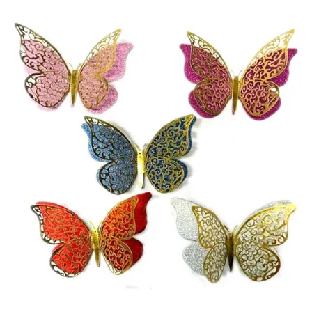 Adorno Mariposas Metalizadas Con Borde Gibre Cake Topper 6u Dorado Borde Dorado