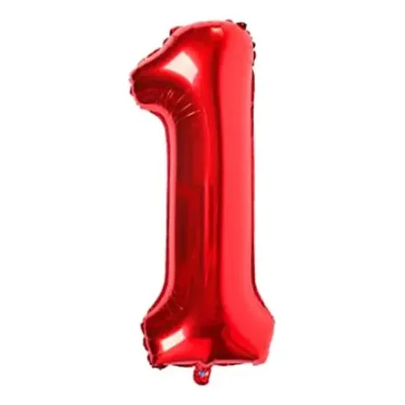 Globo Números Metalizados Rojo Grande 70cm X1 Unidad 1