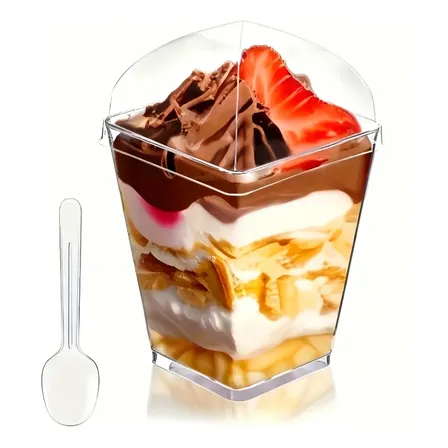 Vasos Postre Con Tapa Y Cucharitas 150 Ml X75