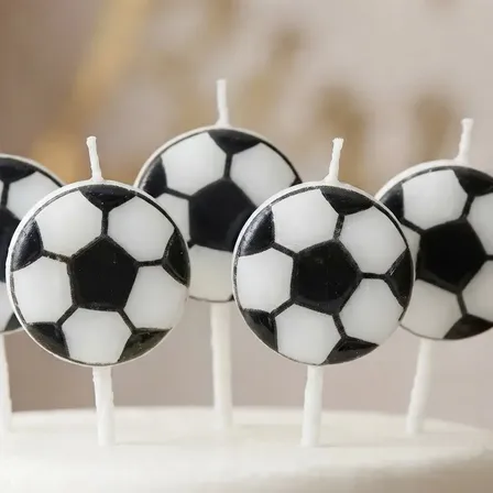 Vela Palito 6cm Pelota De Futbol 5pcs X 1 Blanco/negro