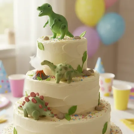Adornos De Torta Dinosaurios Porcelana Fría Set X3 Verde Claro Dinosaurios