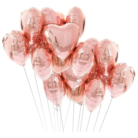30 Pcs Globos Corazón Metalizado 18 Pulgadas Fiestas Decora Oro Rosa