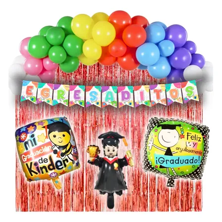 Combo Set Arco De Globos Egresaditos Graduacion X57 Rojo