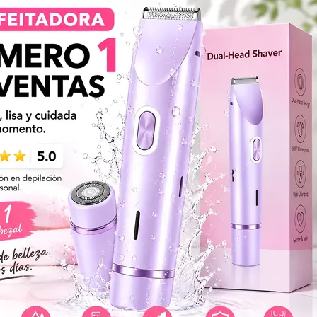 Depiladora Mujer Eléctrica 2 En 1 Doble Cabezal Recargable Violeta