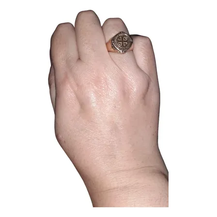 Anillo Sello Cruz San Benito Oro Bajo Metal Moneda Peruana Oro Bajo - Moneda Peruana 15